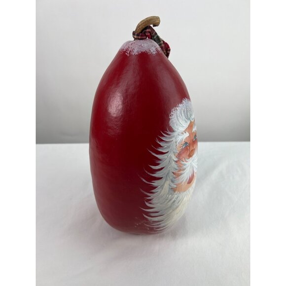 Hand-Painted Santa Claus Red Gourd Christmas Decoration 10-Inch - Picture 4 of 5